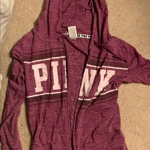 pink sweater with a hoodie
